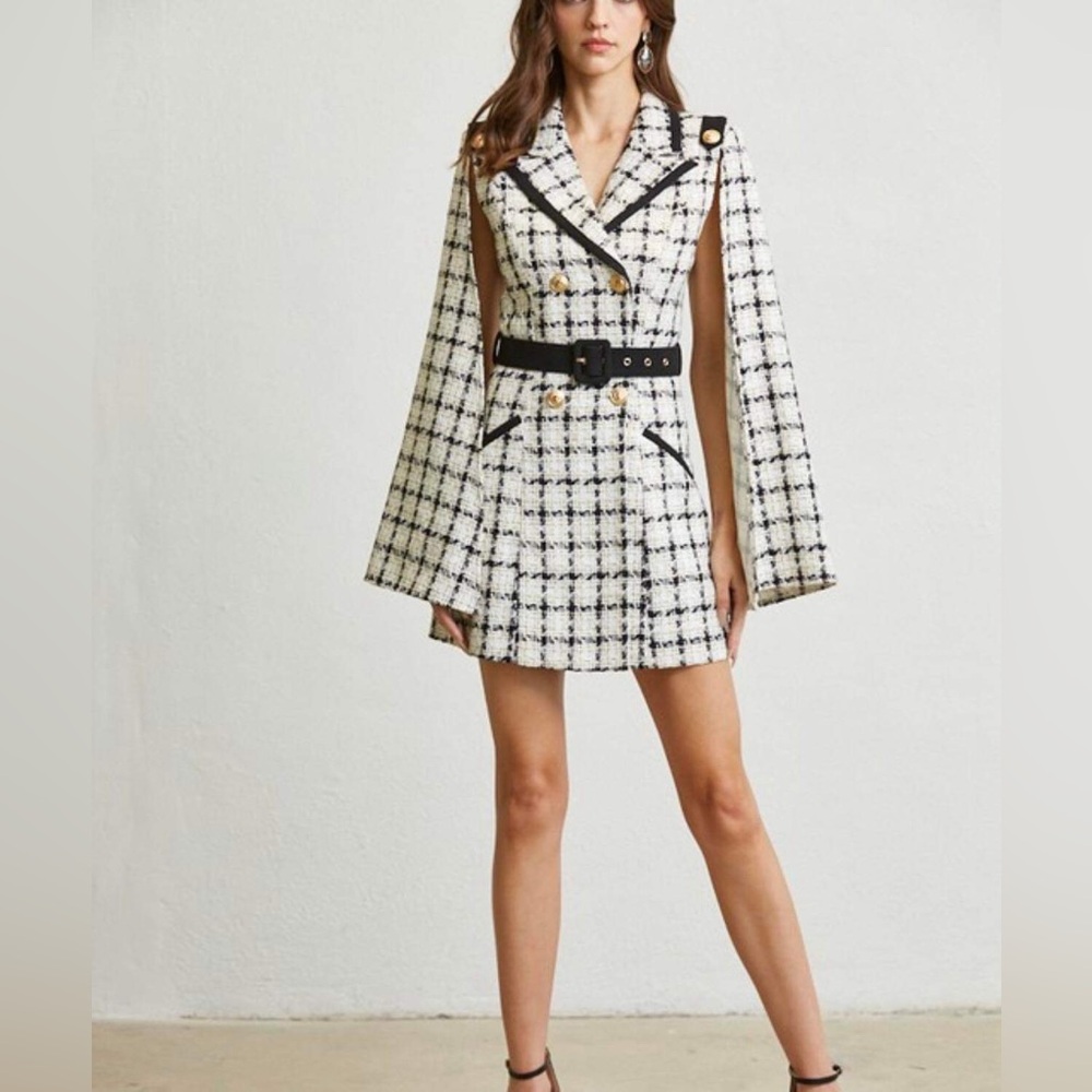 Tweed Suit Dress - Cape Sleeves
